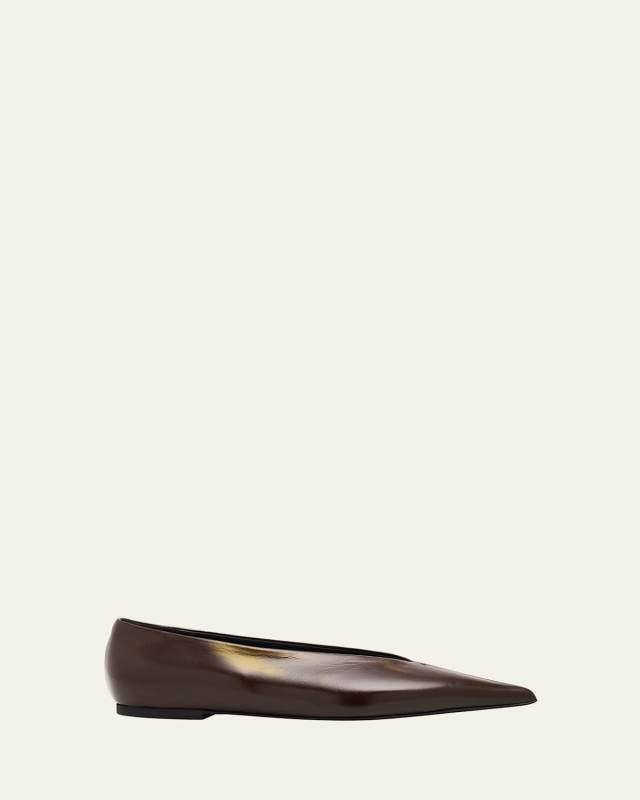Slash Slick Nappa Leather Ballerina Flats